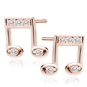 Cercei argint placati cu aur roz nota muzicala cu pietre DiAmanti Z1125E_RG-DIA (Argint 925‰ 1 g.)